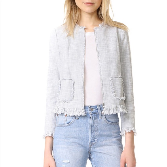 Rebecca Taylor Slub Suiting Fringe Jacket 10